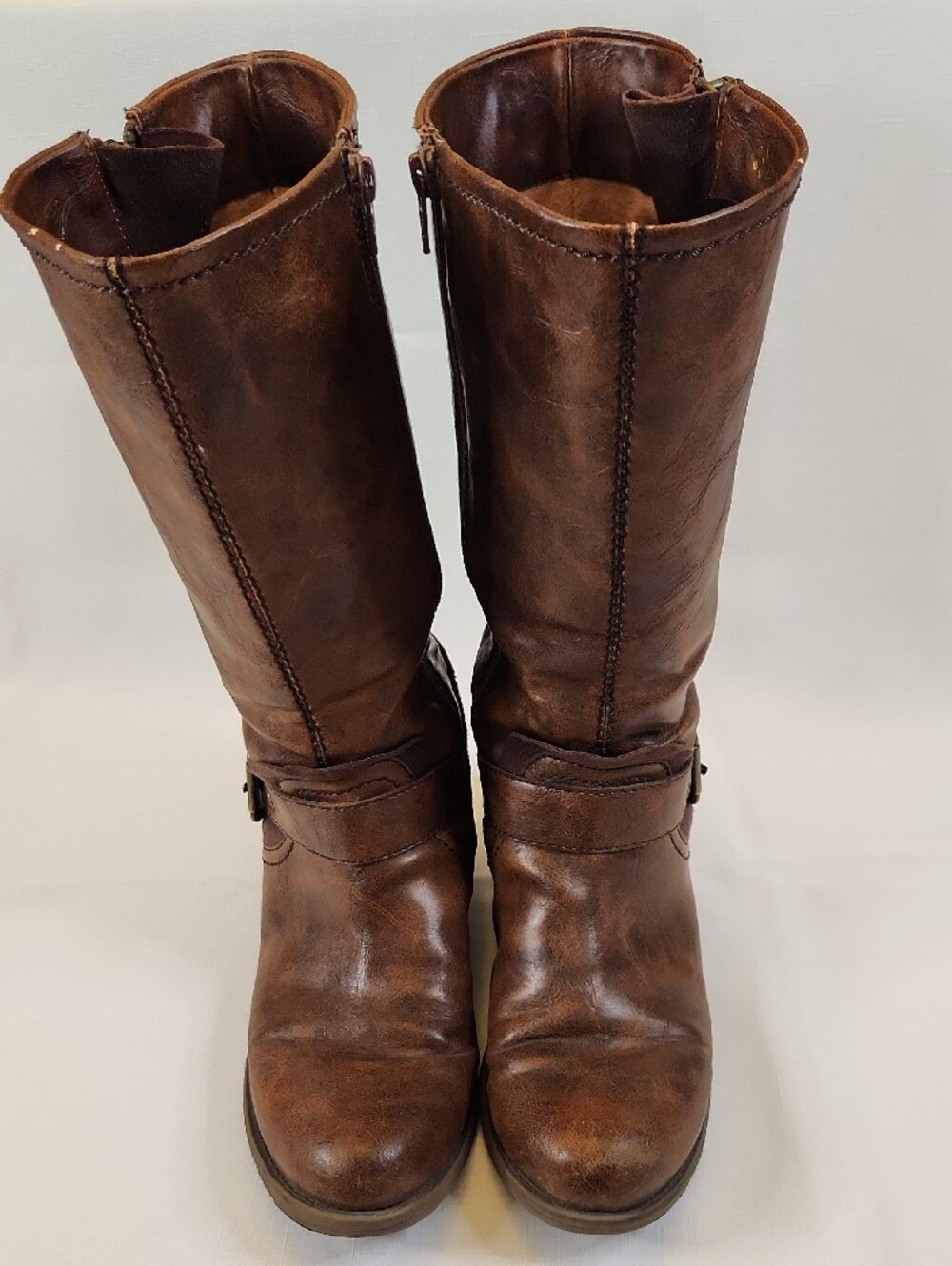 Wide Shaft Naturalizer Brown Mid-Calf Moto Boots - Picture 4 of 9